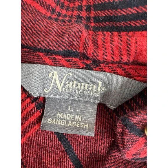 Natural Reflections Flannel Shirt Womens L Red Black Buffalo Check Plaid Outdoor - Picture 2 of 9